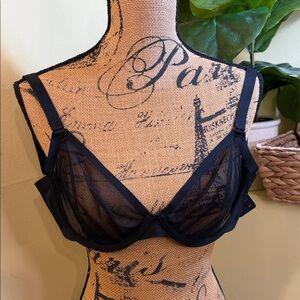 CUUP THE PLUNGE - MESH Sheer Black Underwire Mesh Bra 32F